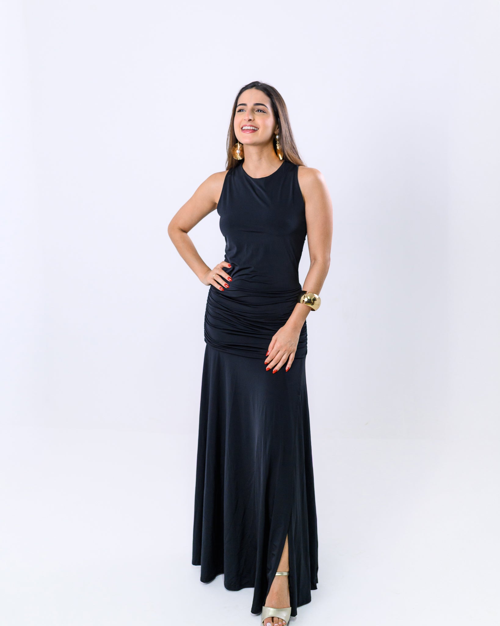 Vestido Longo Franzido Bianca