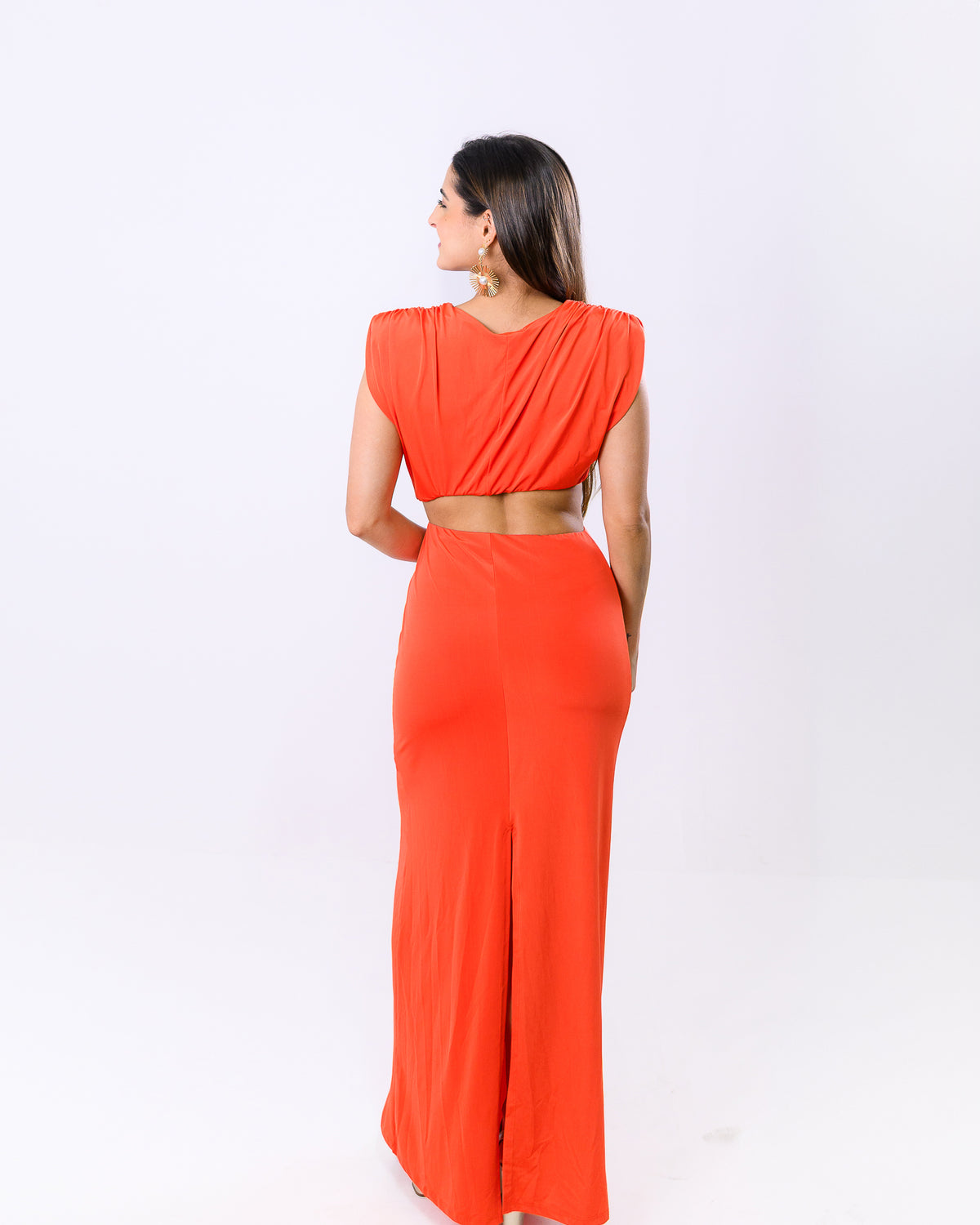 Vestido Longo com Ombreira Lila