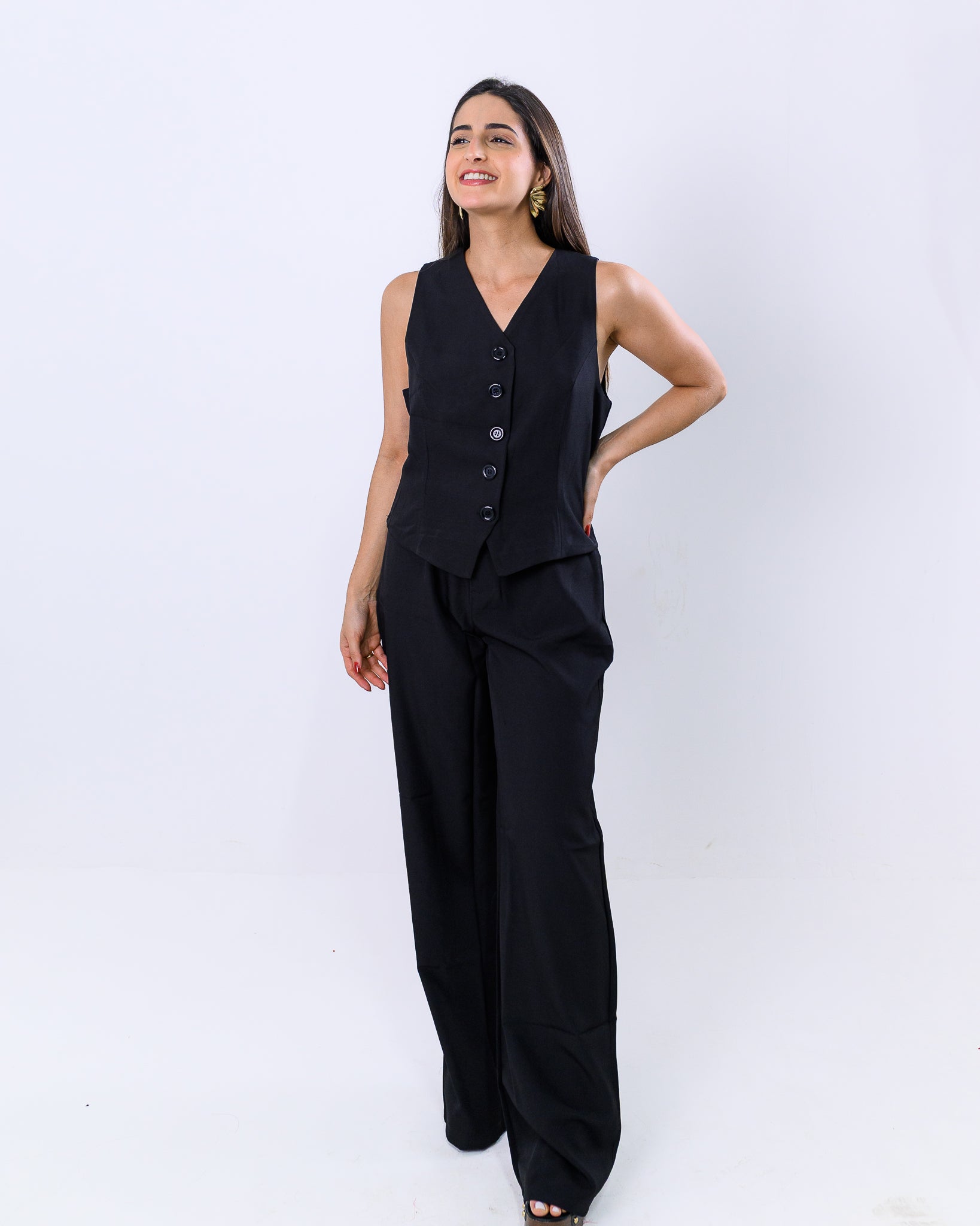 Conjunto Calça e Colete Alfaiataria Carla