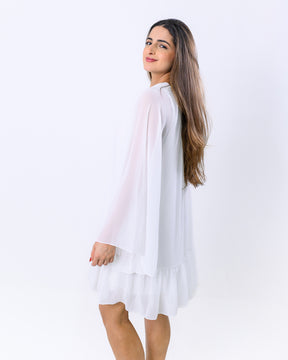 Vestido Curto Crepe com Manga Dany