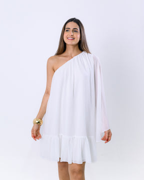 Vestido Curto Crepe com Manga Dany