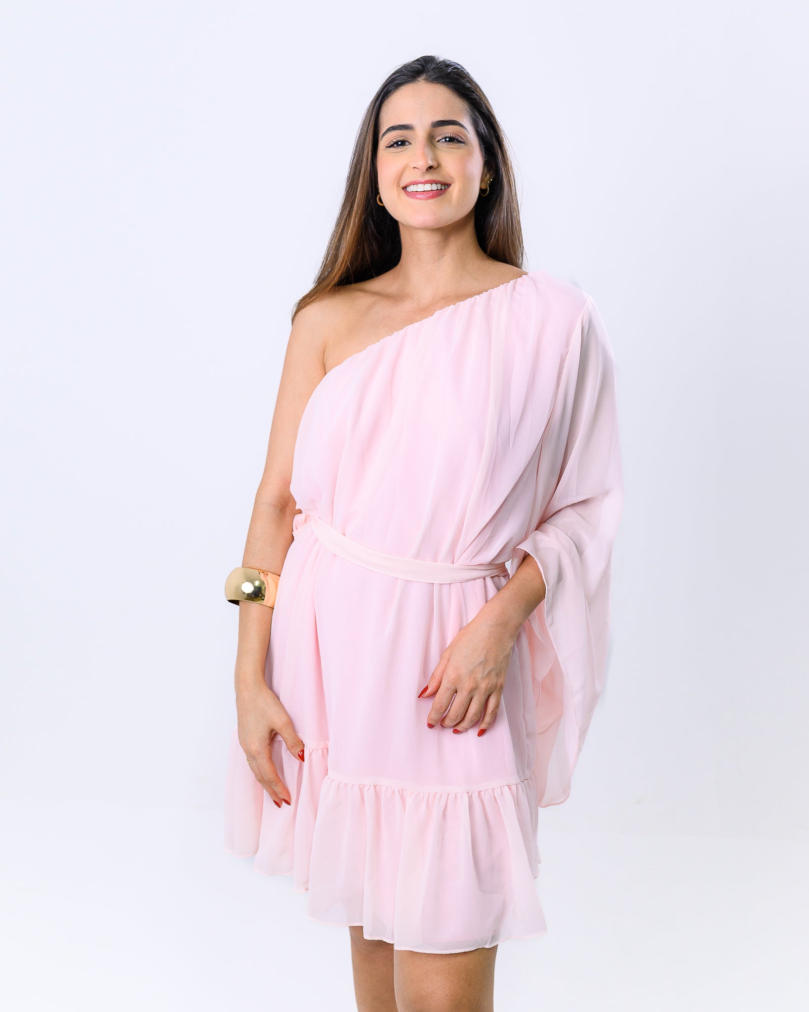 Vestido Curto Crepe com Manga Dany