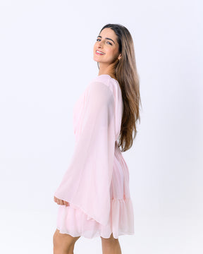 Vestido Curto Crepe com Manga Dany