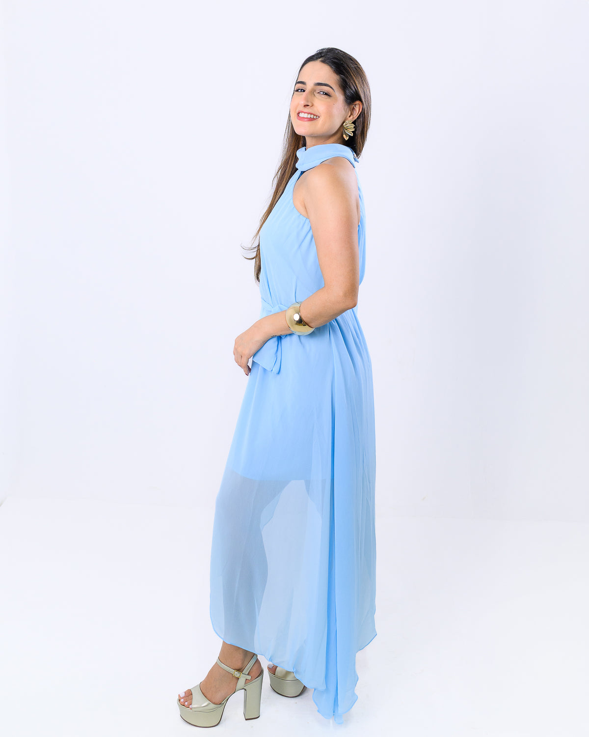 Vestido Longo com Manga Maya