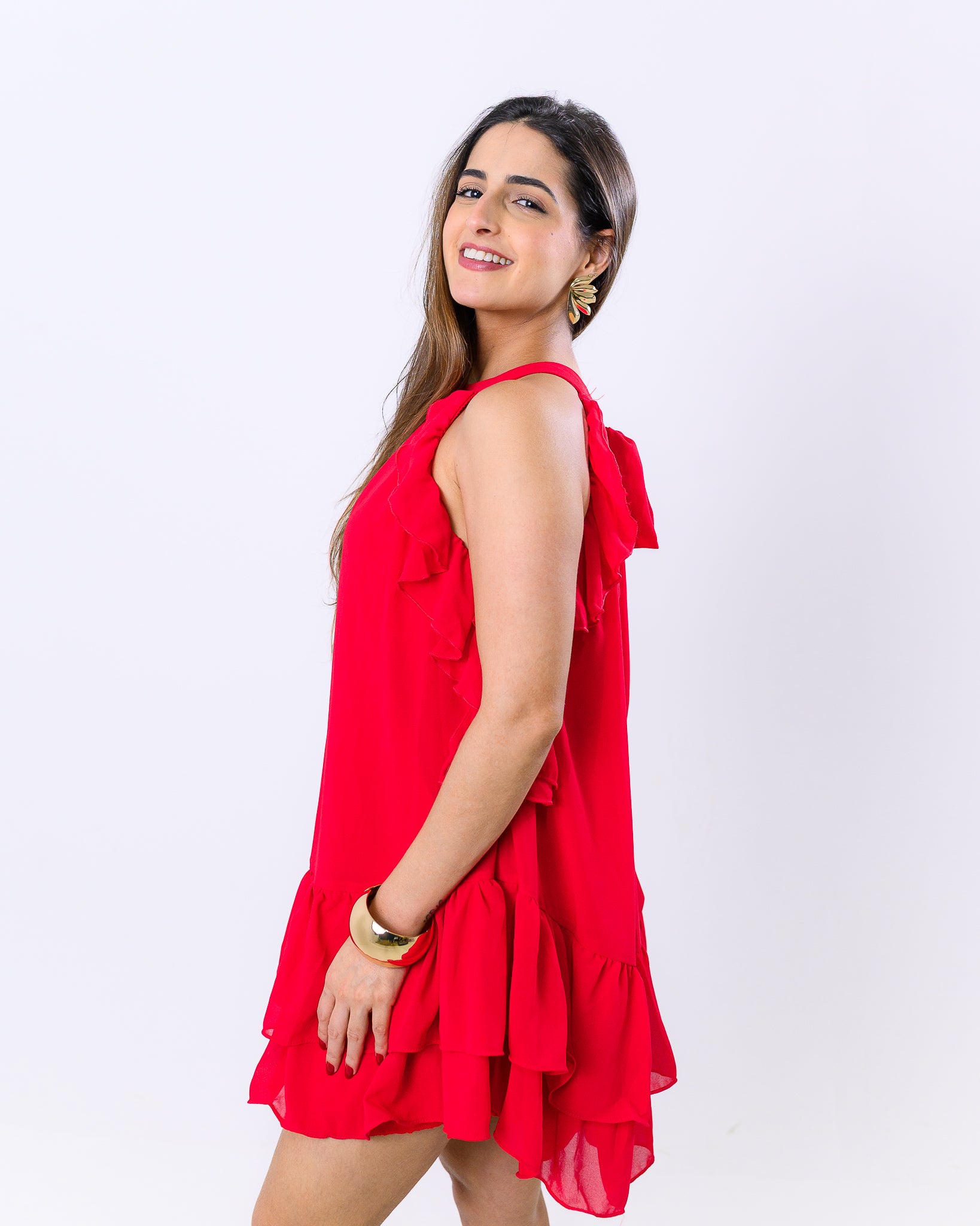 Vestido Midi com Babado Tainara