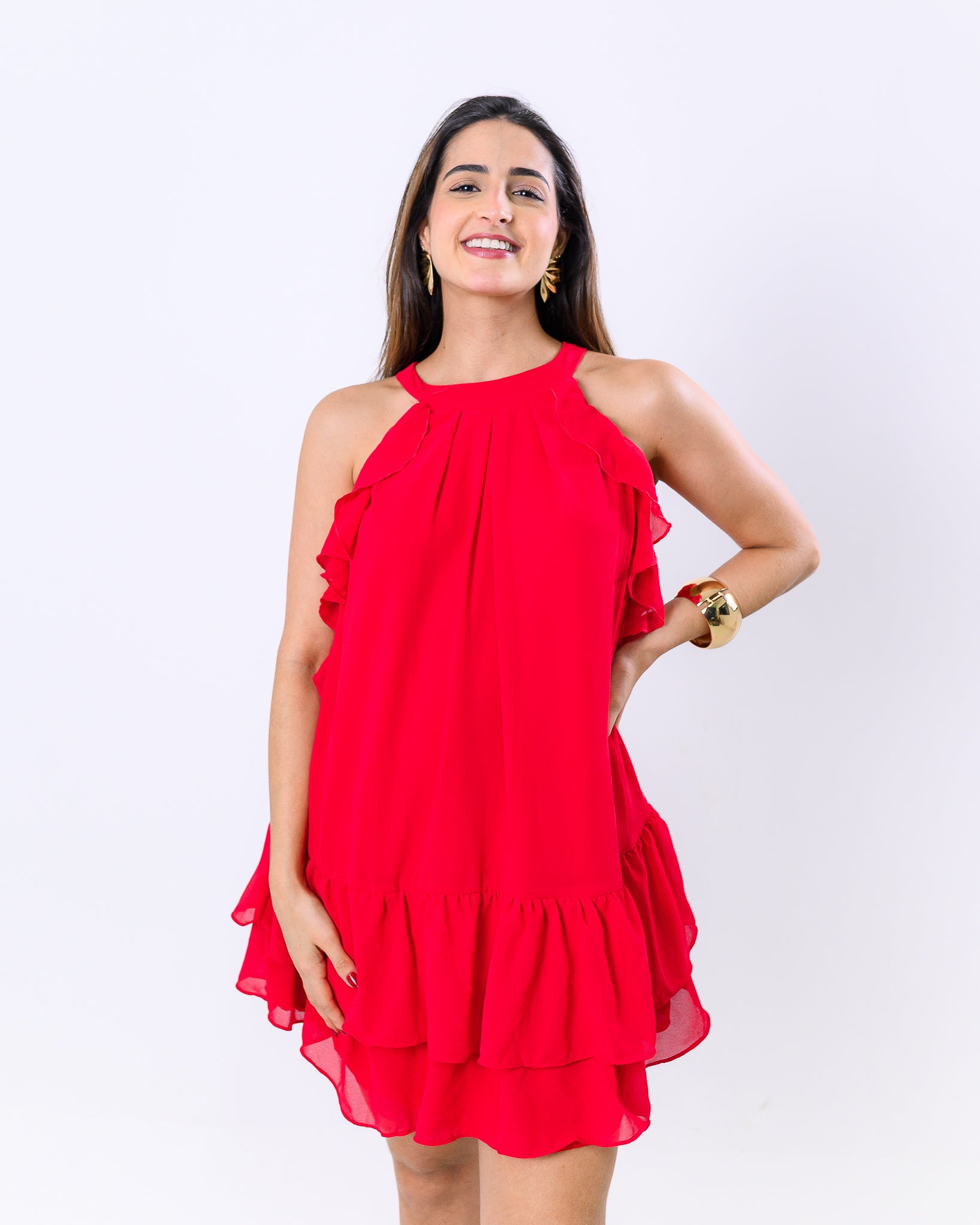 Vestido Midi com Babado Tainara