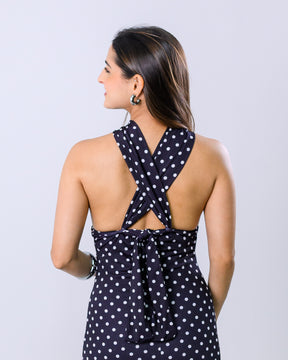 Vestido Longo com Amarração Poá